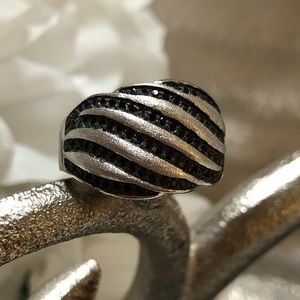 Sterling Silver and Black Spinel Ring